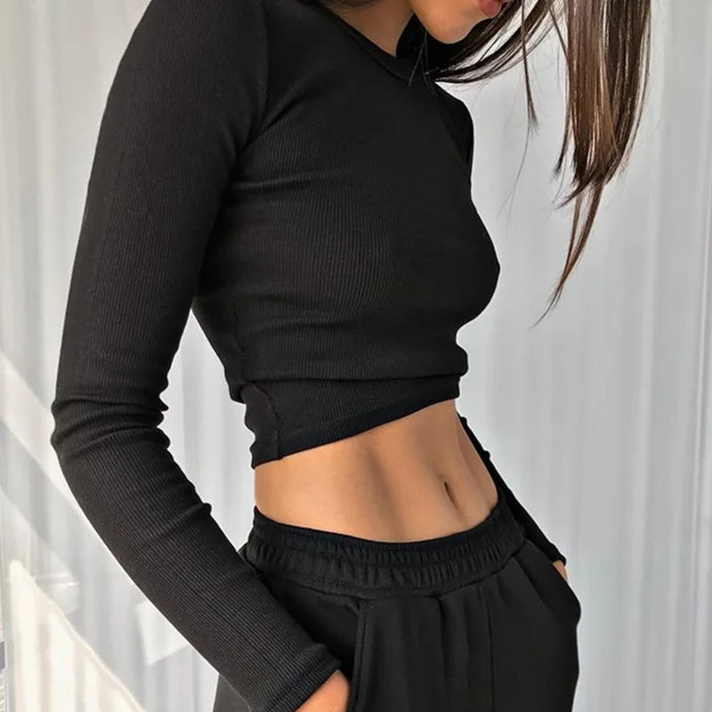 O Neck Cropped Top