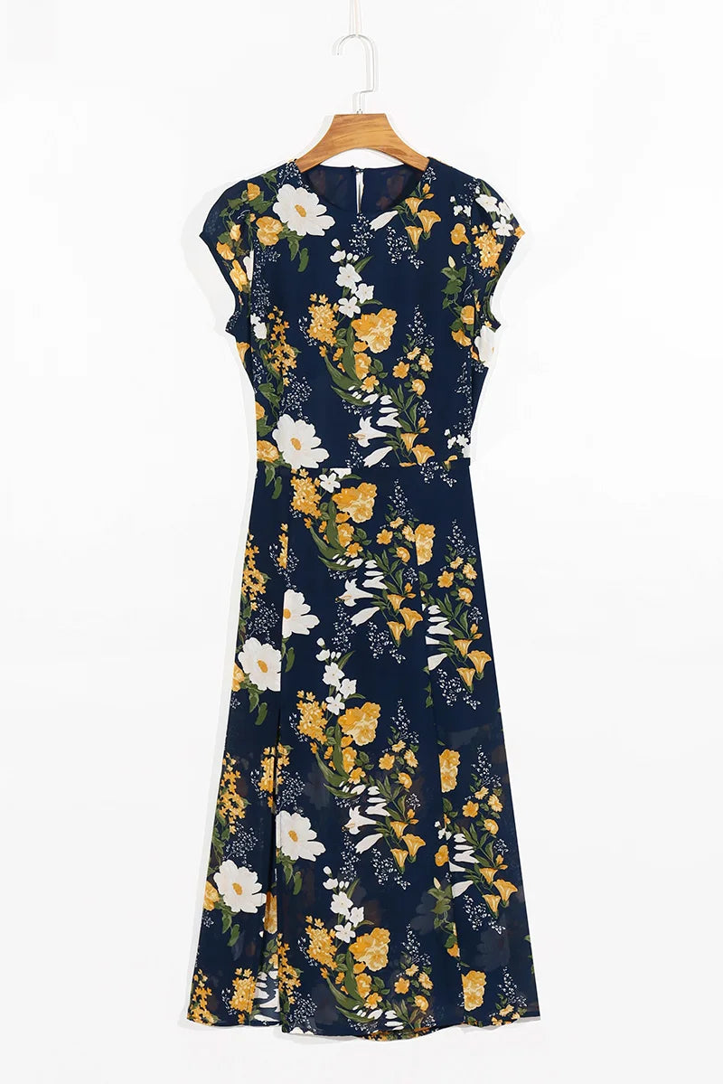 Vintage Floral Print Dress