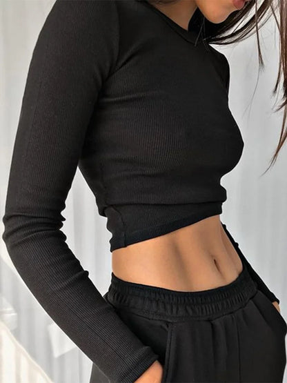 O Neck Cropped Top